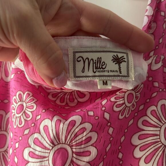 Mille Kiara Pink Daisy Tiered Floral Mini Dress Size Medium NWOT - Picture 4 of 6